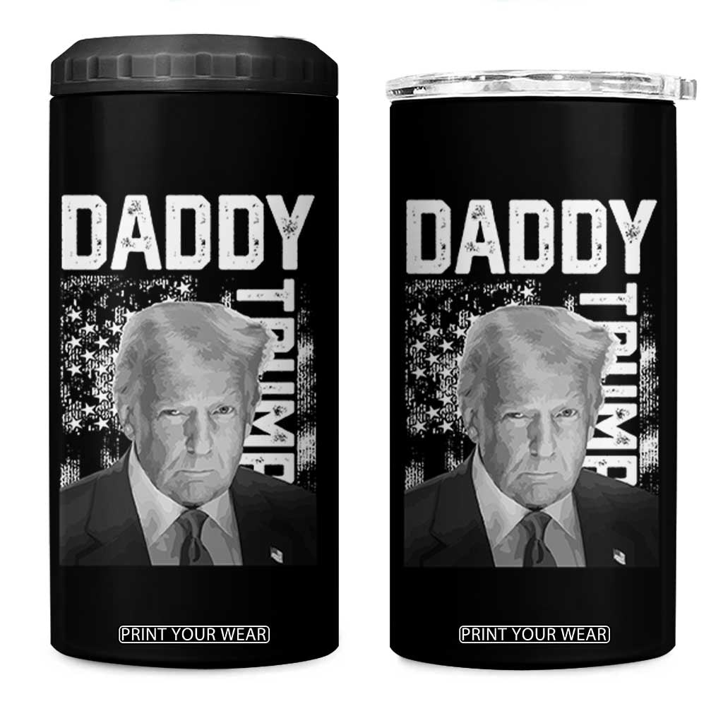 Daddy Trump 4 in 1 Can Cooler Tumbler Patriotic American Flag TS02 One Size: 16 oz Black Print Your Wear
