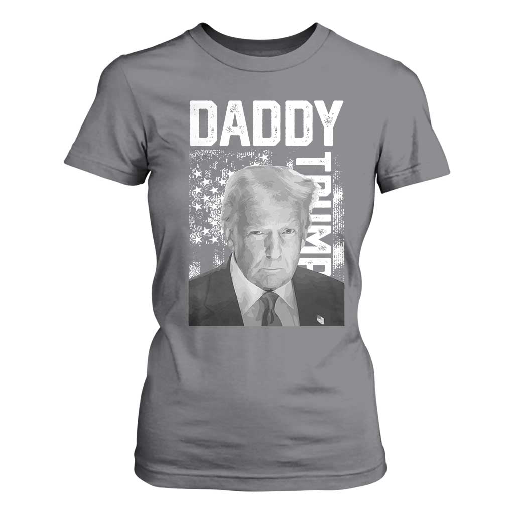 Daddy Trump T Shirt For Women Patriotic American Flag TS02 Charcoal Print Your Wear