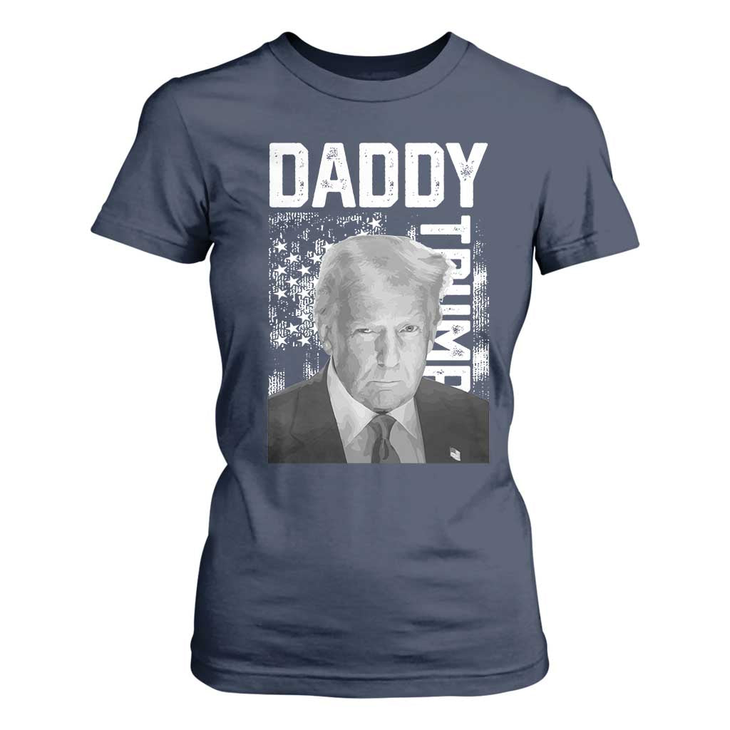 Daddy Trump T Shirt For Women Patriotic American Flag TS02 Navy Print Your Wear