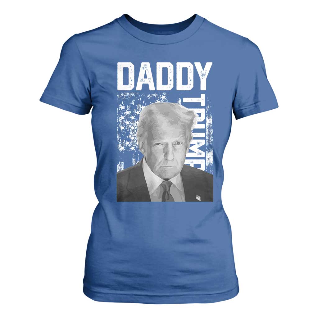 Daddy Trump T Shirt For Women Patriotic American Flag TS02 Royal Blue Print Your Wear
