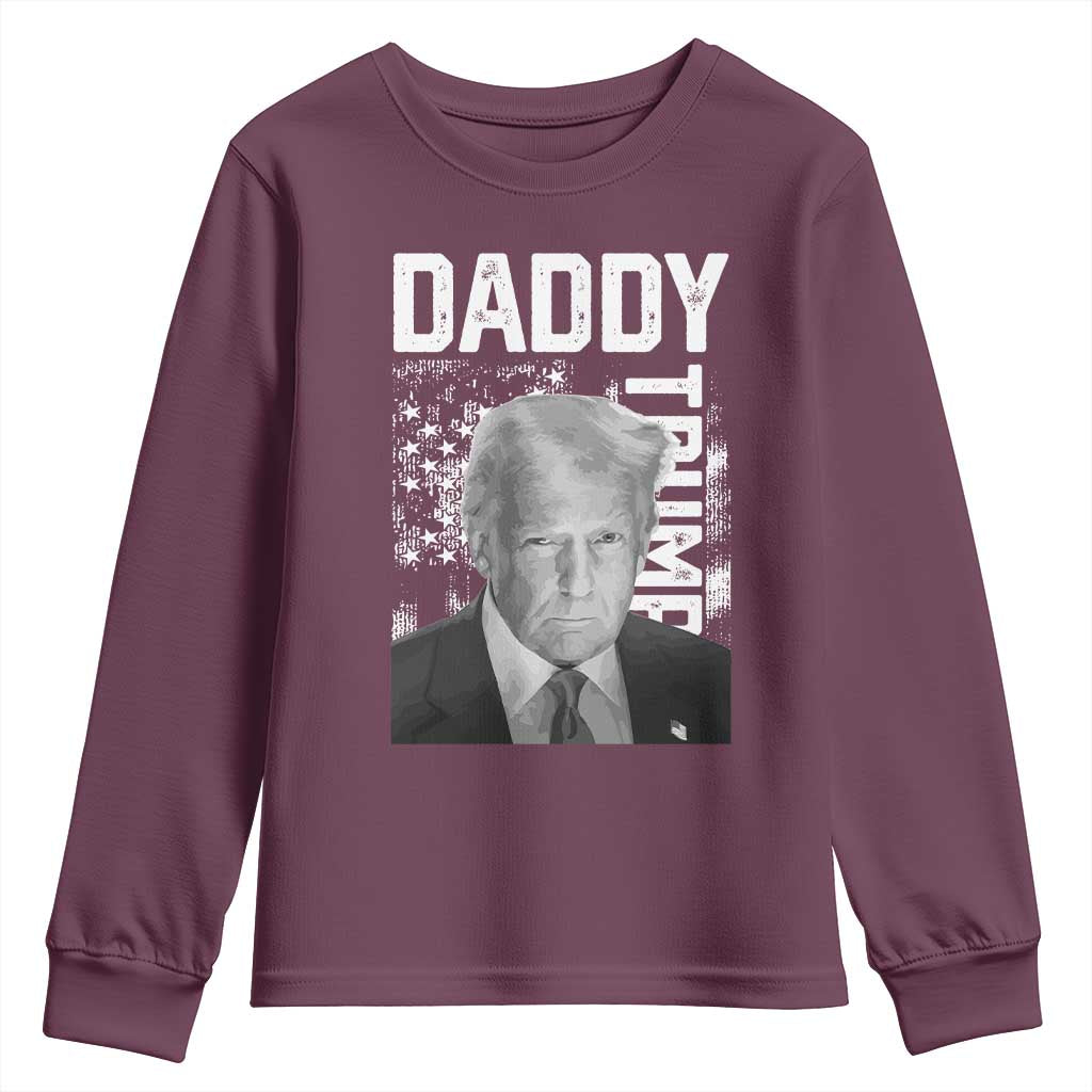 Daddy Trump Youth Sweatshirt Patriotic American Flag TS02 Maroon Print Your Wear