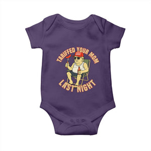 Funny Trump Tariff Daddy BBQ Baby Onesie Tariffed Your Mom Last Night Political Cookout Meme TS02 Purple Print Your Wear