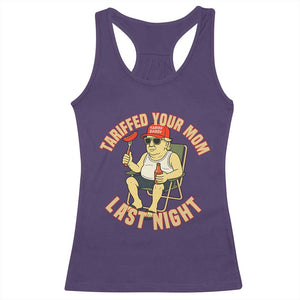 Funny Trump Tariff Daddy BBQ Racerback Tank Top Tariffed Your Mom Last Night Political Cookout Meme TS02 Purple Print Your Wear