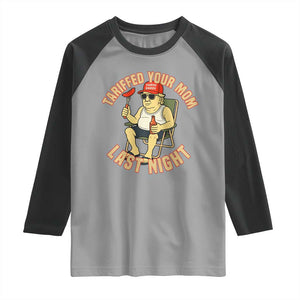 Funny Trump Tariff Daddy BBQ Raglan Shirt Tariffed Your Mom Last Night Political Cookout Meme TS02 Sport Gray Black Print Your Wear
