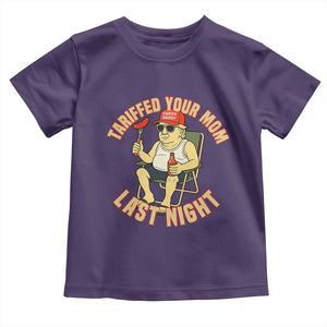 Funny Trump Tariff Daddy BBQ Toddler T Shirt Tariffed Your Mom Last Night Political Cookout Meme TS02 Purple Print Your Wear