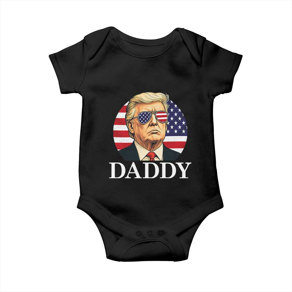 Patriotic Trump Daddy Baby Onesie American Flag Sunglasses TS02 Black Print Your Wear