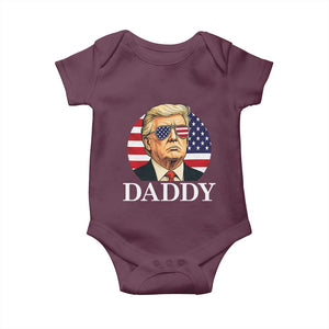 Patriotic Trump Daddy Baby Onesie American Flag Sunglasses TS02 Maroon Print Your Wear