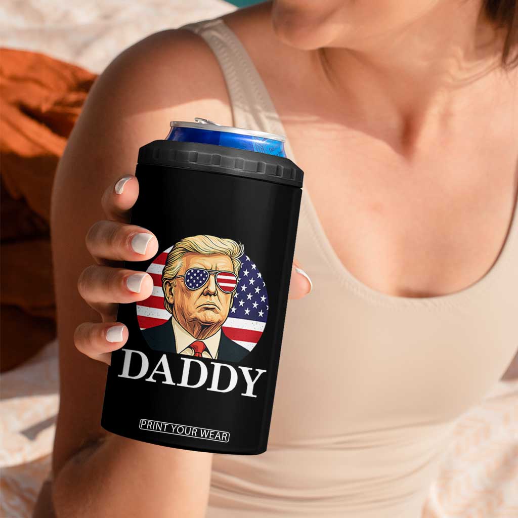 Patriotic Trump Daddy 4 in 1 Can Cooler Tumbler American Flag Sunglasses TS02 Print Your Wear