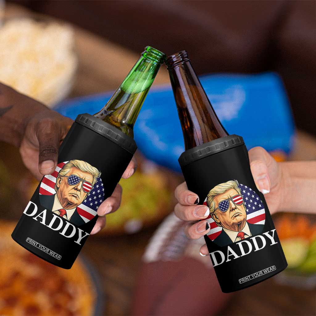 Patriotic Trump Daddy 4 in 1 Can Cooler Tumbler American Flag Sunglasses TS02 Print Your Wear