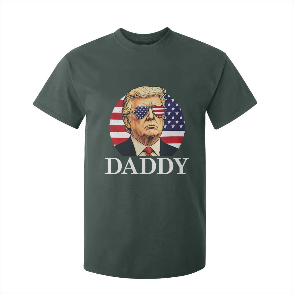 Patriotic Trump Daddy T Shirt For Kid American Flag Sunglasses TS02 Dark Forest Green Print Your Wear