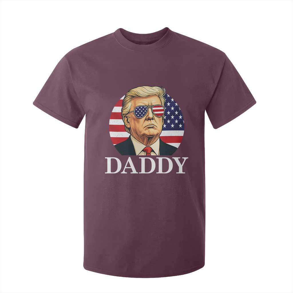 Patriotic Trump Daddy T Shirt For Kid American Flag Sunglasses TS02 Maroon Print Your Wear