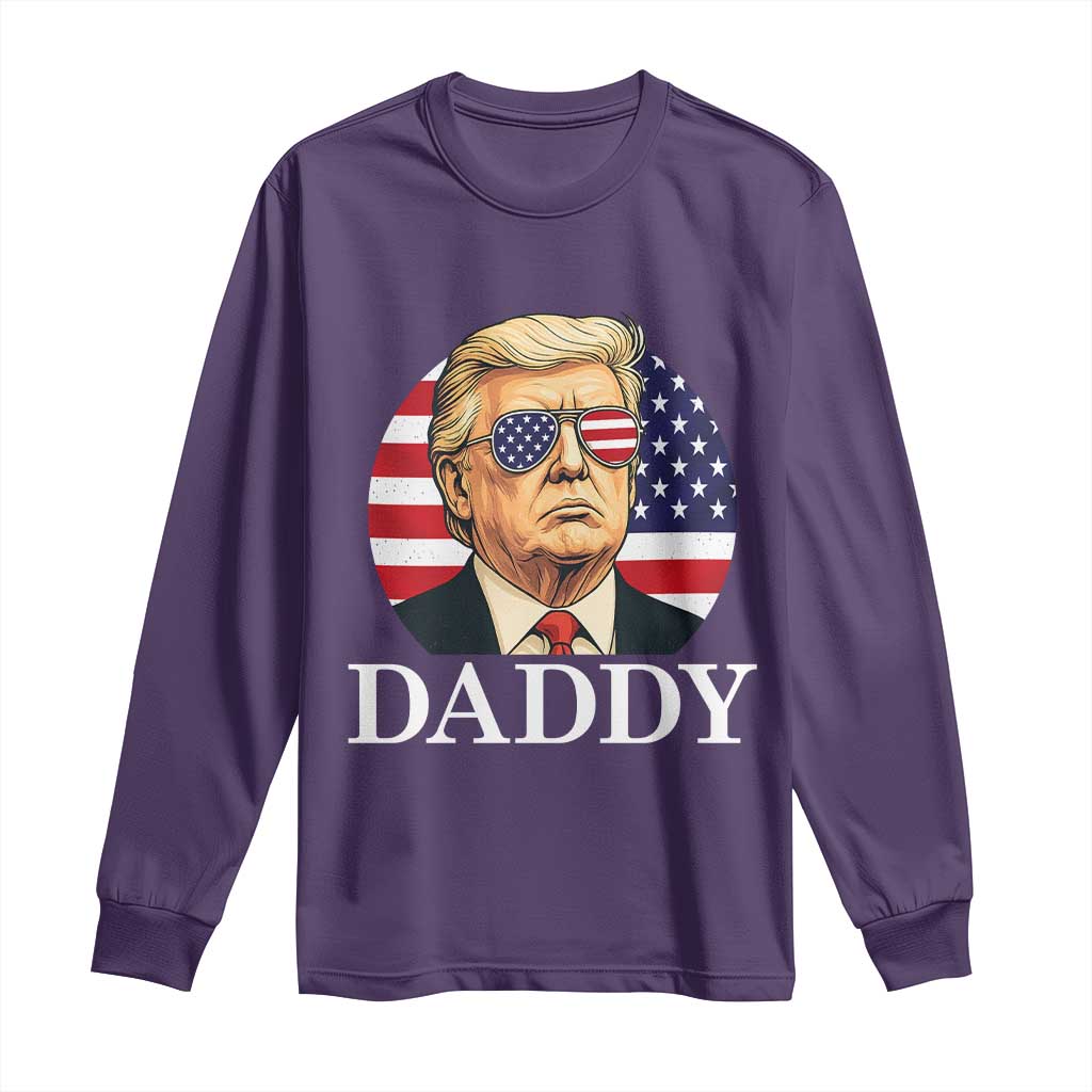 Patriotic Trump Daddy Long Sleeve Shirt American Flag Sunglasses TS02 Purple Print Your Wear