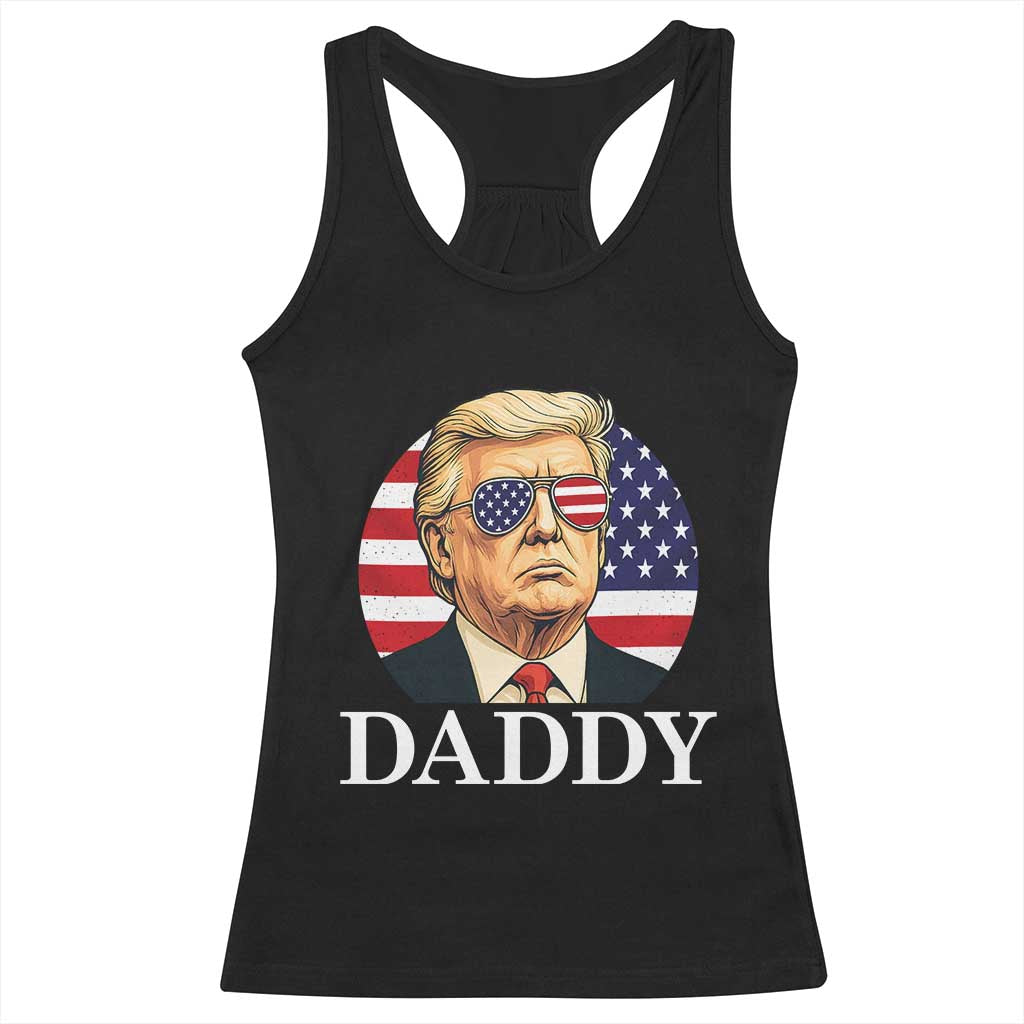 Patriotic Trump Daddy Racerback Tank Top American Flag Sunglasses TS02 Black Print Your Wear