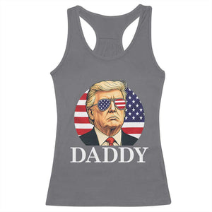 Patriotic Trump Daddy Racerback Tank Top American Flag Sunglasses TS02 Charcoal Print Your Wear