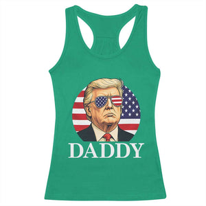Patriotic Trump Daddy Racerback Tank Top American Flag Sunglasses TS02 Irish Green Print Your Wear