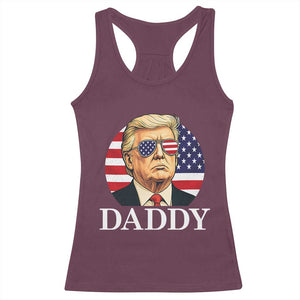 Patriotic Trump Daddy Racerback Tank Top American Flag Sunglasses TS02 Maroon Print Your Wear