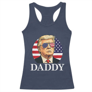 Patriotic Trump Daddy Racerback Tank Top American Flag Sunglasses TS02 Navy Print Your Wear