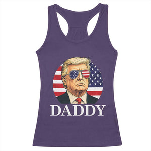 Patriotic Trump Daddy Racerback Tank Top American Flag Sunglasses TS02 Purple Print Your Wear