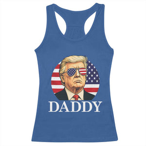 Patriotic Trump Daddy Racerback Tank Top American Flag Sunglasses TS02 Royal Blue Print Your Wear