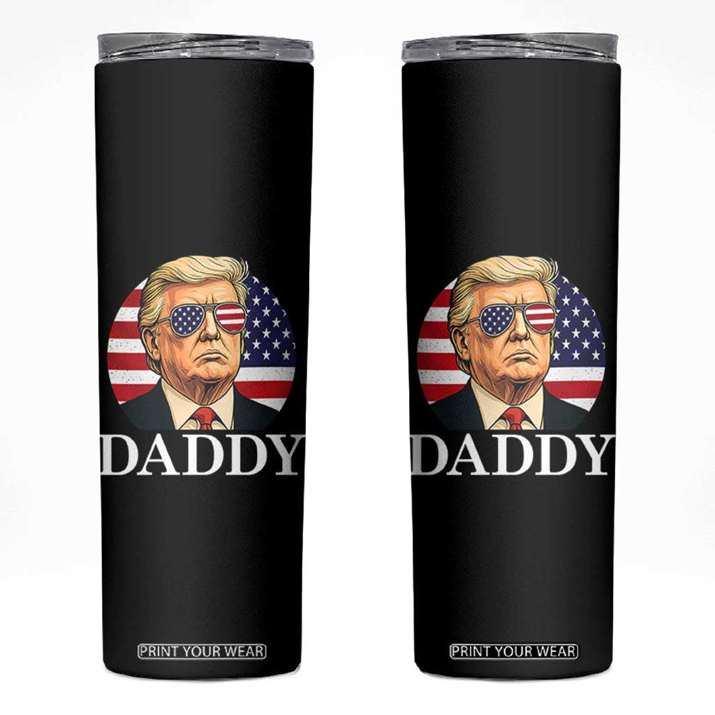Patriotic Trump Daddy Skinny Tumbler American Flag Sunglasses TS02 Black Print Your Wear