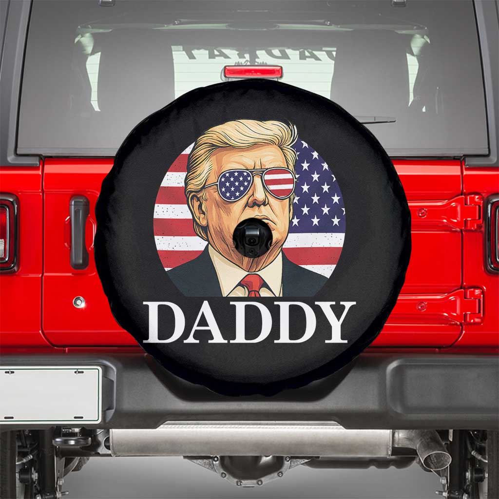 Patriotic Trump Daddy Spare Tire Cover American Flag Sunglasses TS02 Black Print Your Wear
