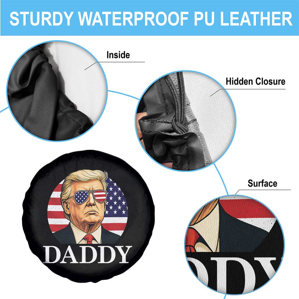 Patriotic Trump Daddy Spare Tire Cover American Flag Sunglasses TS02 Print Your Wear