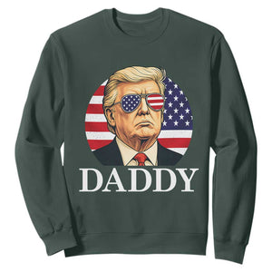 Patriotic Trump Daddy Sweatshirt American Flag Sunglasses TS02 Dark Forest Green Print Your Wear
