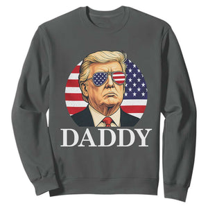 Patriotic Trump Daddy Sweatshirt American Flag Sunglasses TS02 Dark Heather Print Your Wear