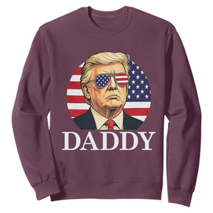 Patriotic Trump Daddy Sweatshirt American Flag Sunglasses TS02 Maroon Print Your Wear