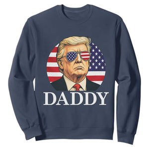Patriotic Trump Daddy Sweatshirt American Flag Sunglasses TS02 Navy Print Your Wear
