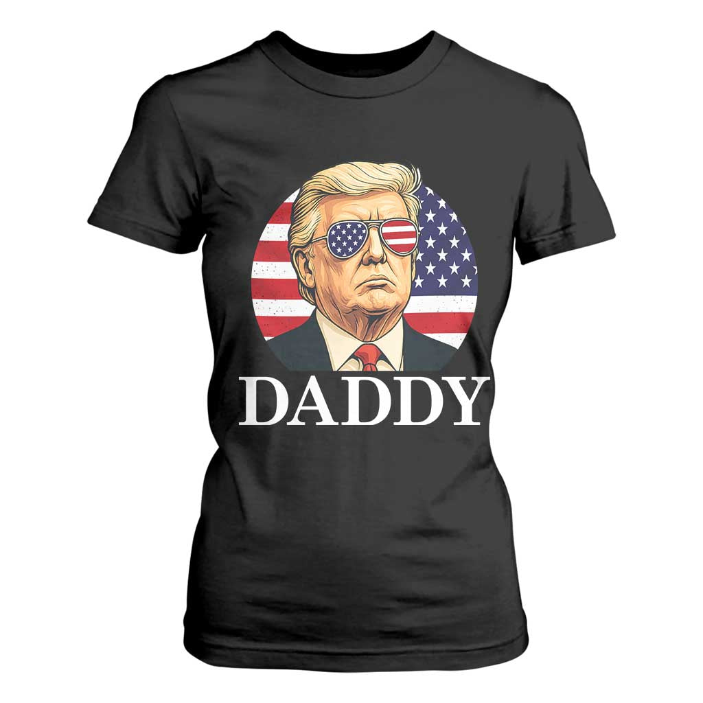 Patriotic Trump Daddy T Shirt For Women American Flag Sunglasses TS02 Black Print Your Wear