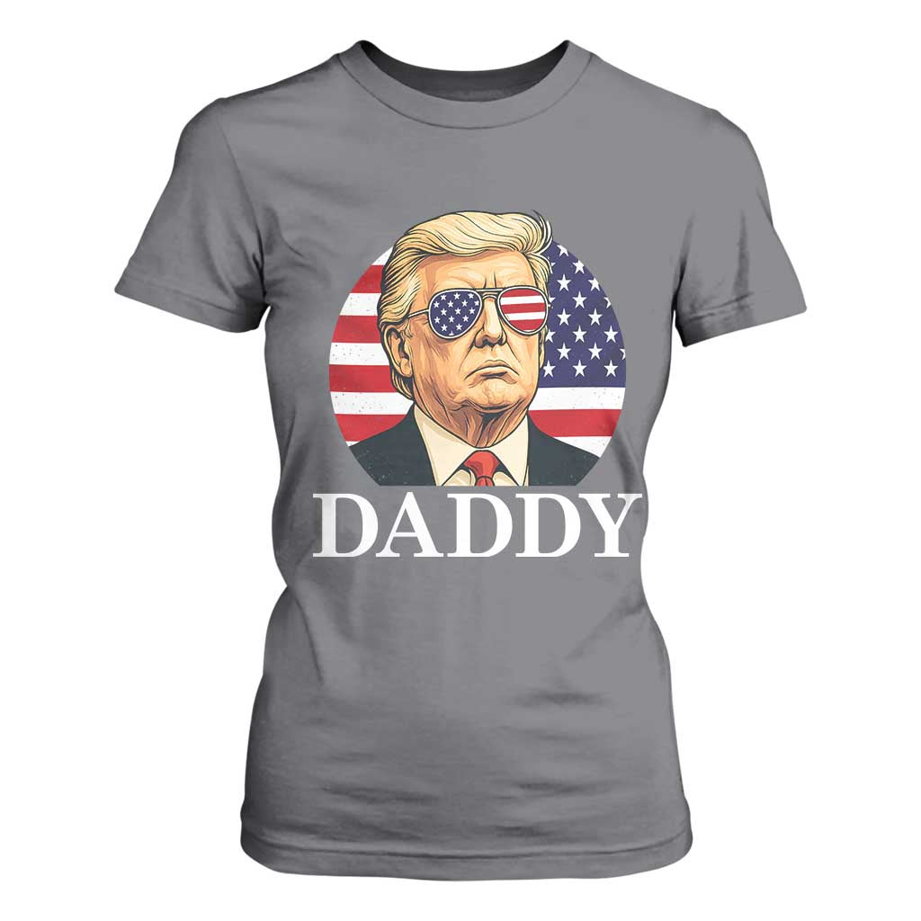 Patriotic Trump Daddy T Shirt For Women American Flag Sunglasses TS02 Charcoal Print Your Wear