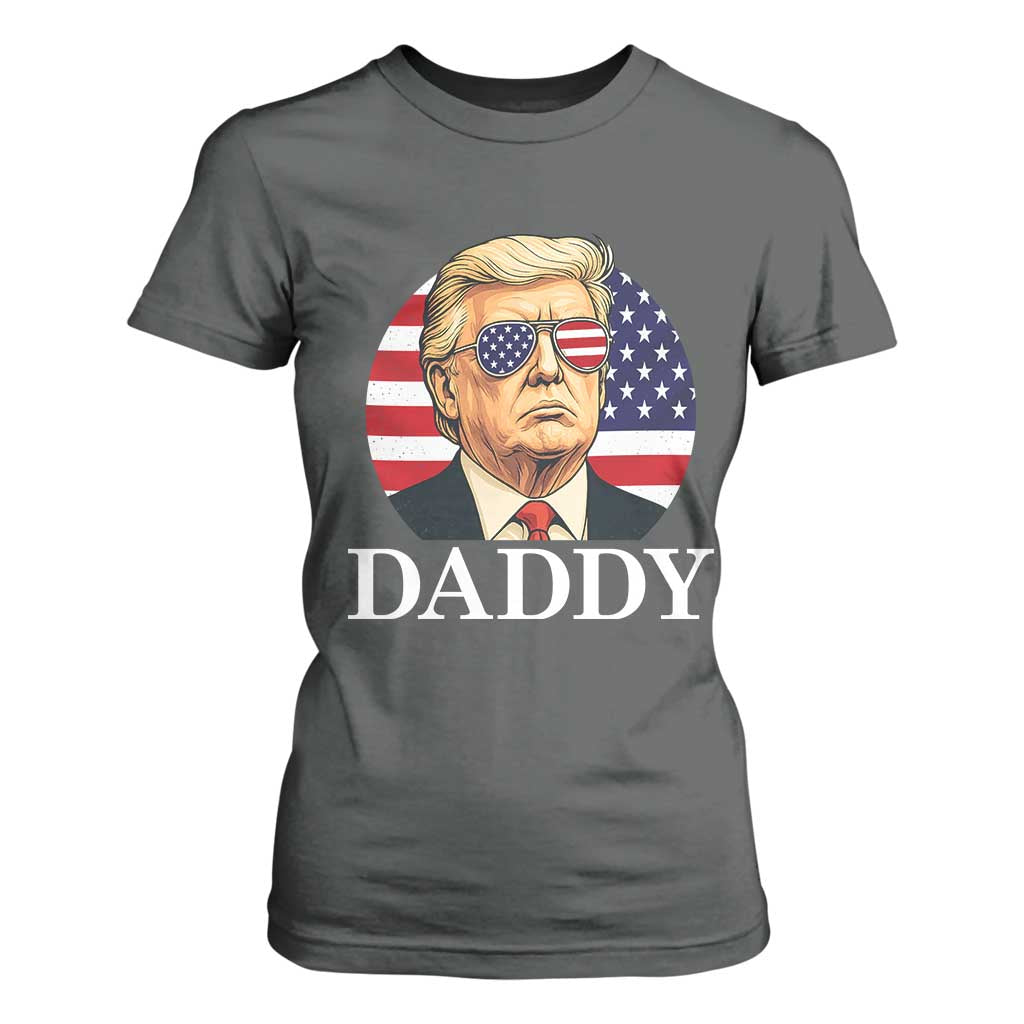 Patriotic Trump Daddy T Shirt For Women American Flag Sunglasses TS02 Dark Heather Print Your Wear