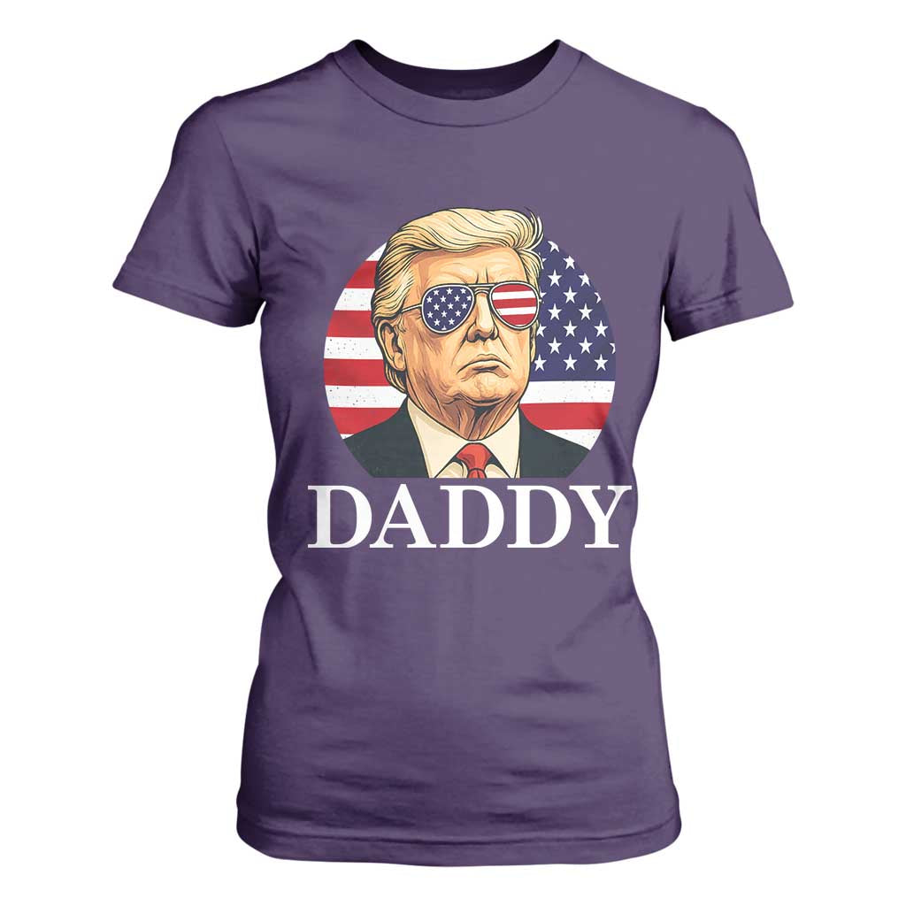 Patriotic Trump Daddy T Shirt For Women American Flag Sunglasses TS02 Purple Print Your Wear