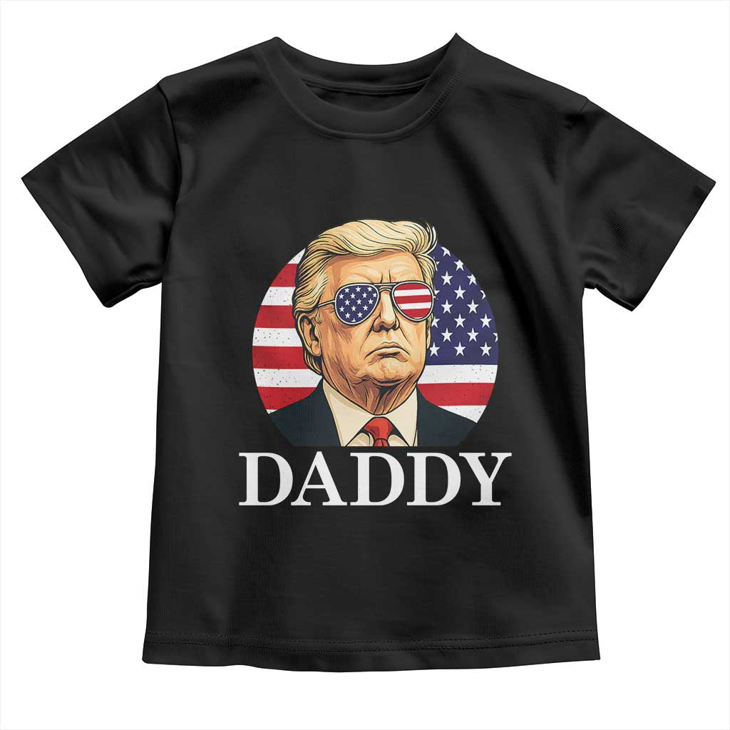 Patriotic Trump Daddy Toddler T Shirt American Flag Sunglasses TS02 Black Print Your Wear