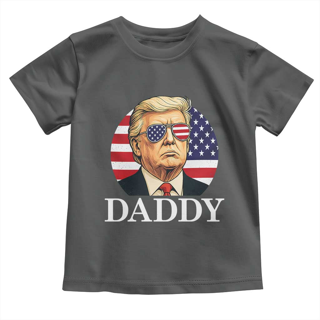 Patriotic Trump Daddy Toddler T Shirt American Flag Sunglasses TS02 Dark Heather Print Your Wear