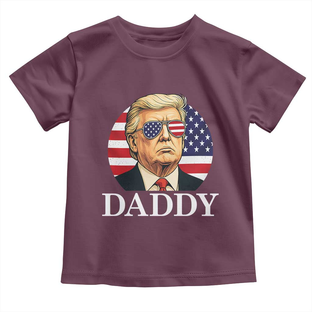 Patriotic Trump Daddy Toddler T Shirt American Flag Sunglasses TS02 Maroon Print Your Wear