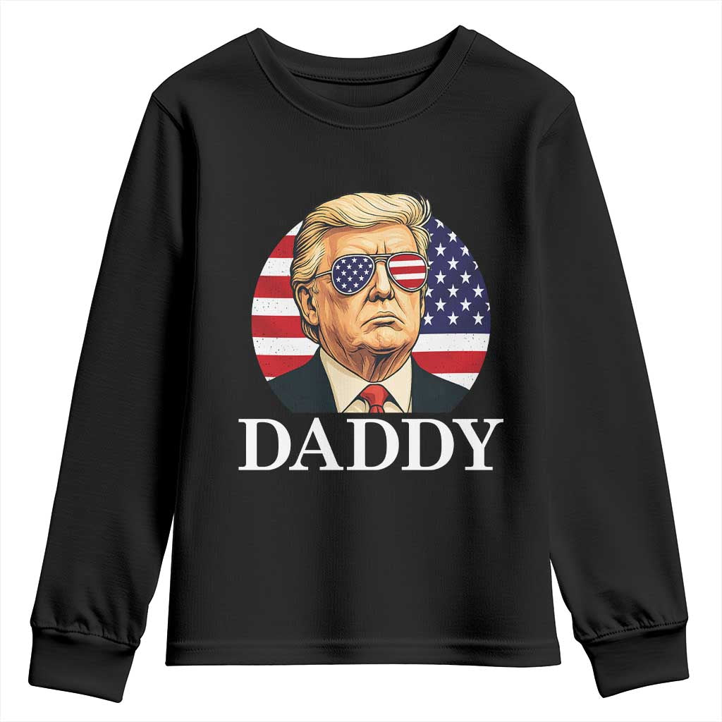 Patriotic Trump Daddy Youth Sweatshirt American Flag Sunglasses TS02 Black Print Your Wear