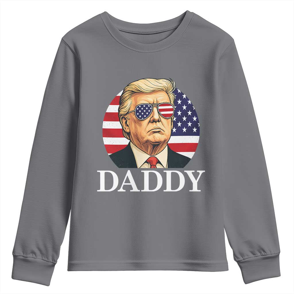 Patriotic Trump Daddy Youth Sweatshirt American Flag Sunglasses TS02 Charcoal Print Your Wear