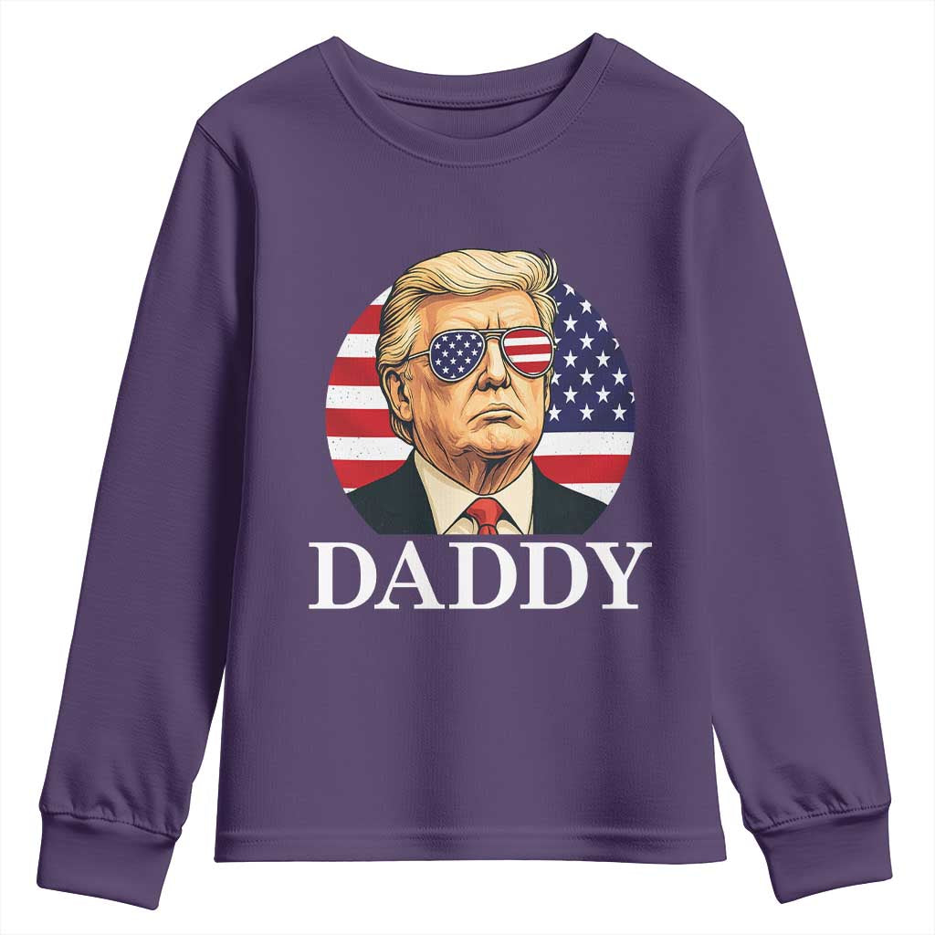 Patriotic Trump Daddy Youth Sweatshirt American Flag Sunglasses TS02 Purple Print Your Wear