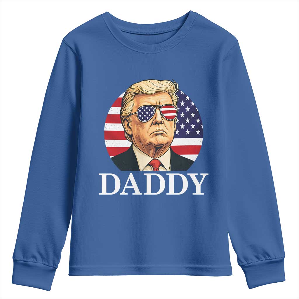 Patriotic Trump Daddy Youth Sweatshirt American Flag Sunglasses TS02 Royal Blue Print Your Wear