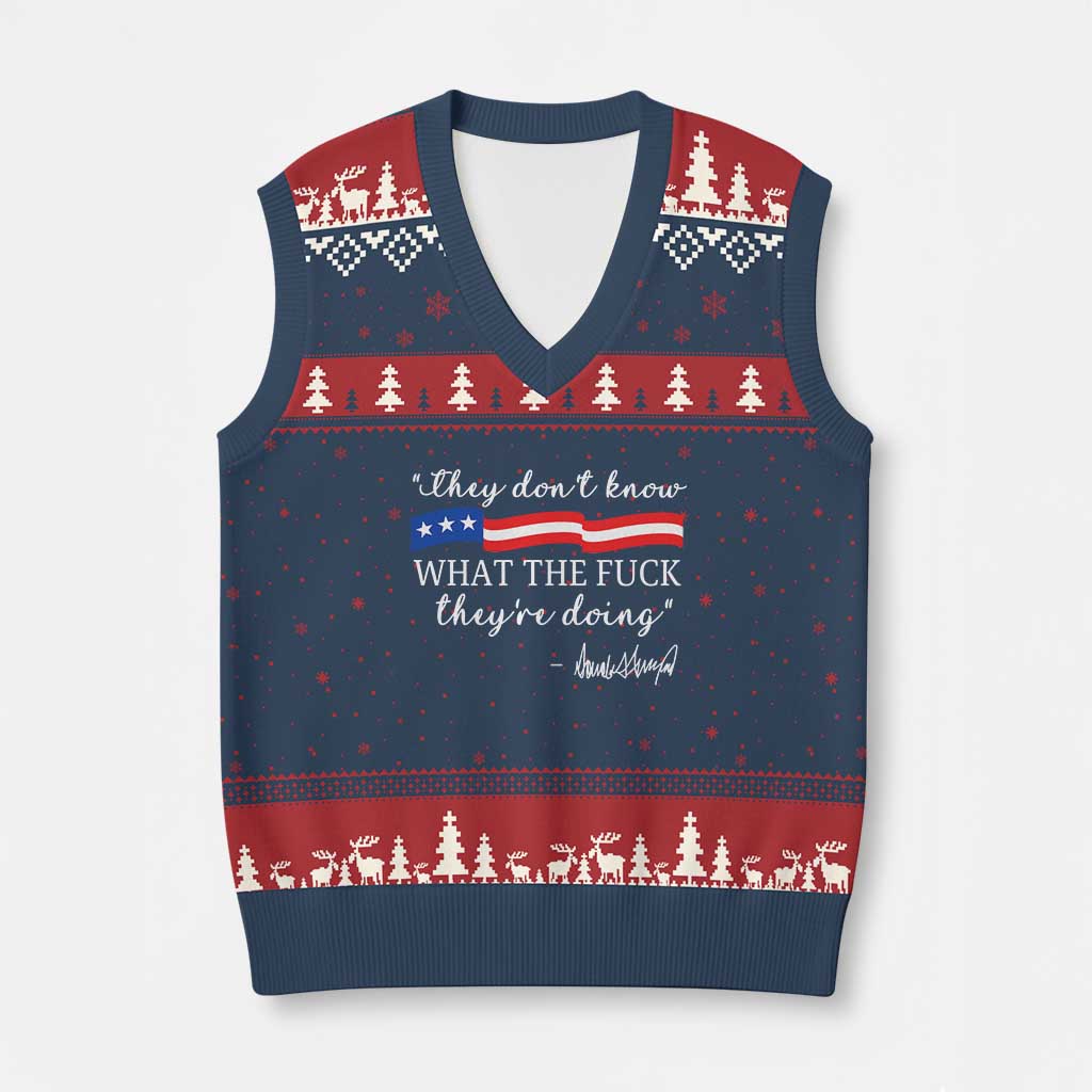 They Dont Know WTF They Are Doing V-Neck Knit Sweater Vest Red White Blue TS02 Navy Red Print Your Wear