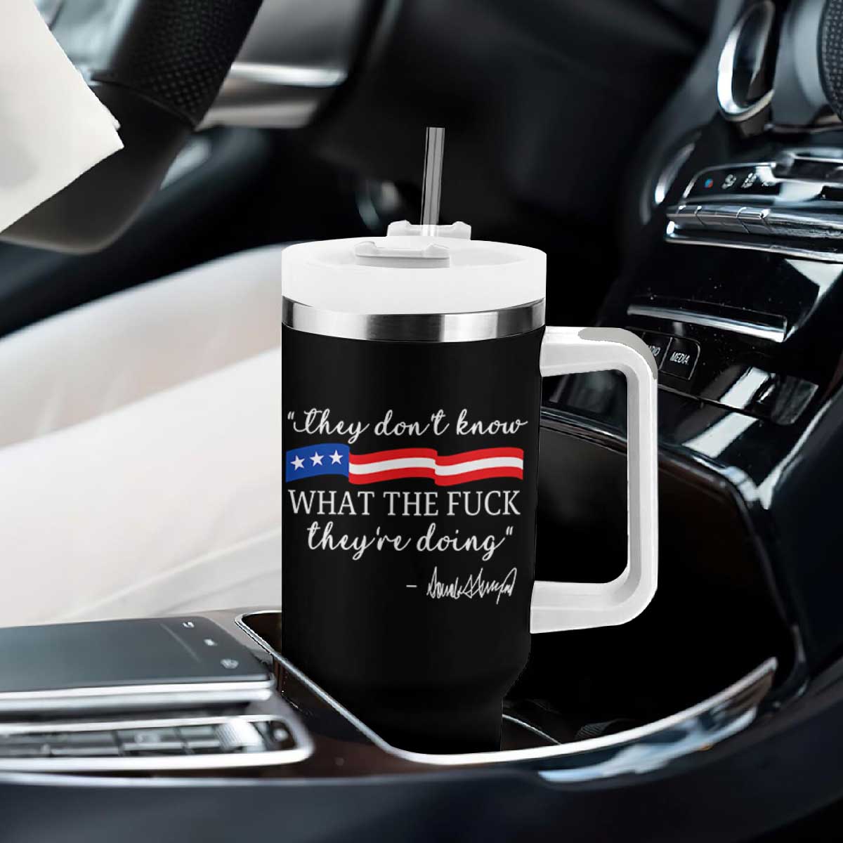 They Dont Know WTF They Are Doing Tumbler With Handle Red White Blue TS02 Print Your Wear