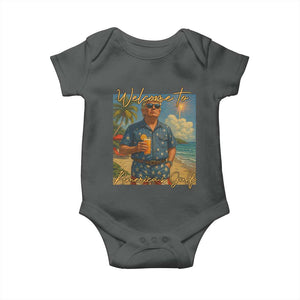 Welcome To Americas Gulf Baby Onesie Funny Trump Americana Retro Summer Vibe TS02 Dark Heather Print Your Wear