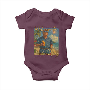 Welcome To Americas Gulf Baby Onesie Funny Trump Americana Retro Summer Vibe TS02 Maroon Print Your Wear