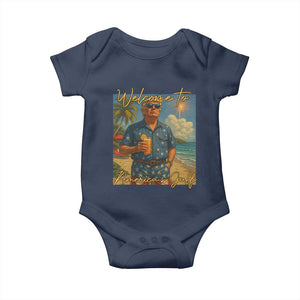Welcome To Americas Gulf Baby Onesie Funny Trump Americana Retro Summer Vibe TS02 Navy Print Your Wear