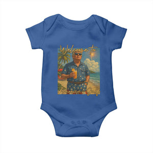 Welcome To Americas Gulf Baby Onesie Funny Trump Americana Retro Summer Vibe TS02 Royal Blue Print Your Wear