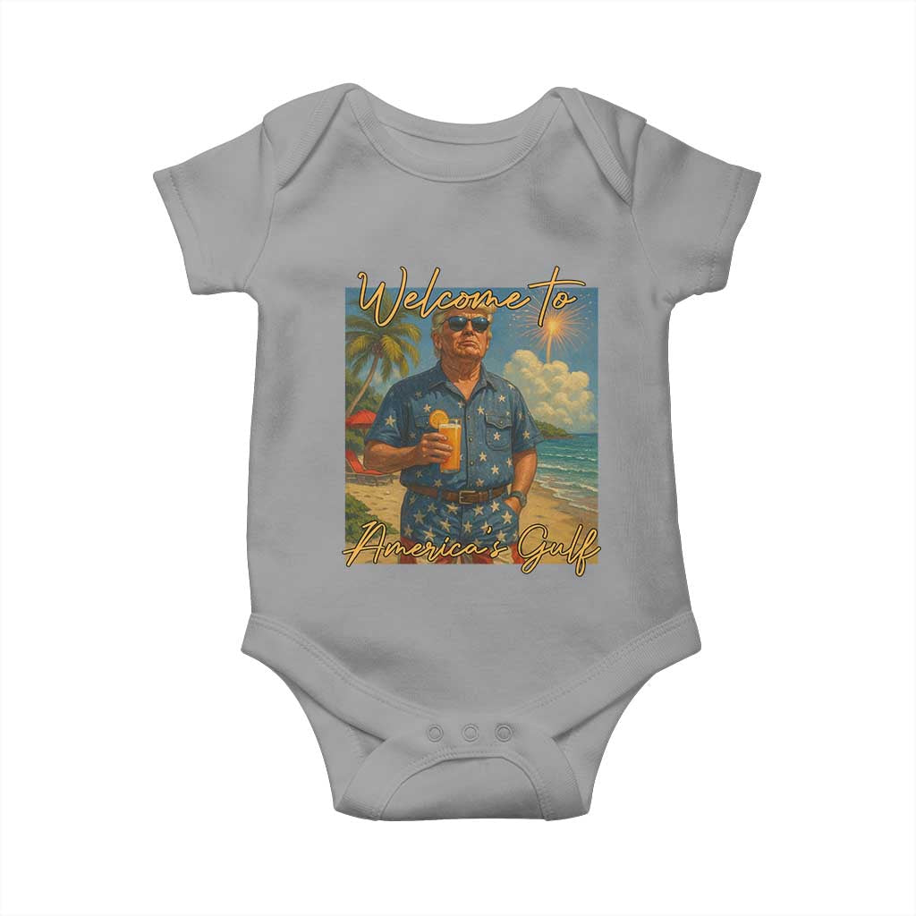 Welcome To Americas Gulf Baby Onesie Funny Trump Americana Retro Summer Vibe TS02 Sport Gray Print Your Wear