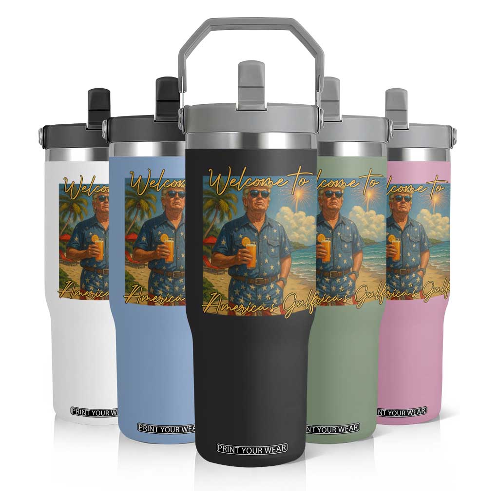 Welcome To Americas Gulf Flip Straw Tumbler Funny Trump Americana Retro Summer Vibe TS02 Print Your Wear