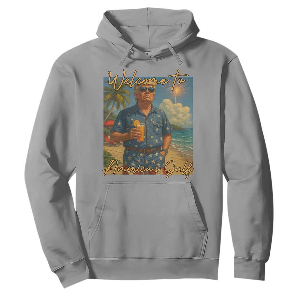 Welcome To Americas Gulf Hoodie Funny Trump Americana Retro Summer Vibe TS02 Sport Gray Print Your Wear